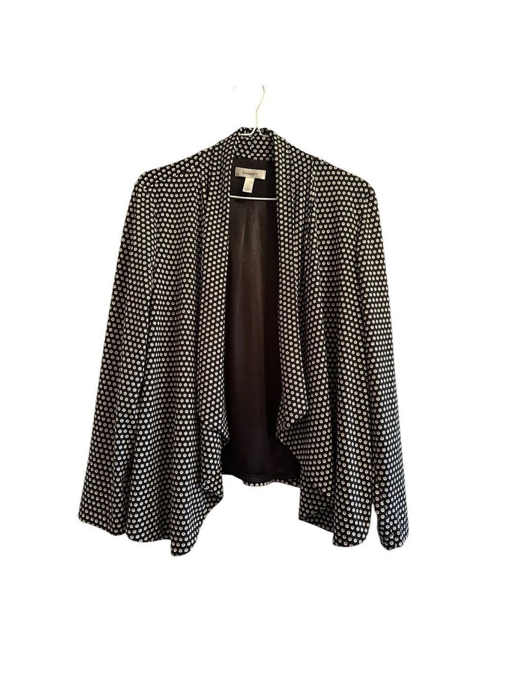 Dress Barn Career Open Jacket Womens Medium, Black & Tan polka Dots